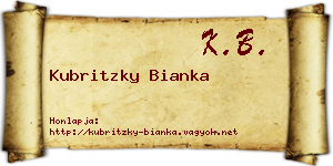 Kubritzky Bianka névjegykártya